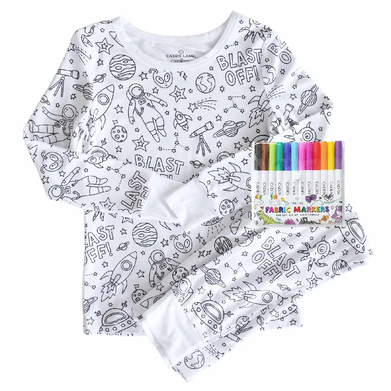 Colorable Two Piece Pajama Set | Blast Off