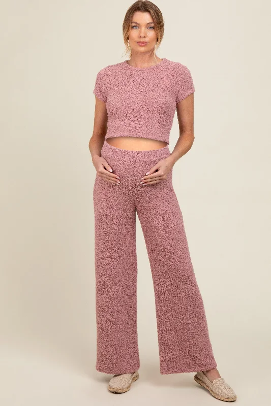 Mauve Short Sleeve Pant Maternity Lounge Set