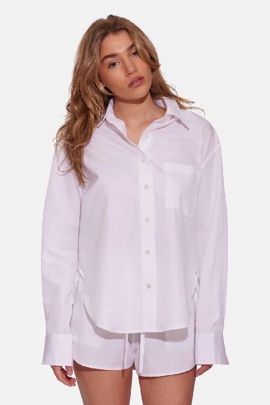 Lily Poplin Boyfriend Shirt White