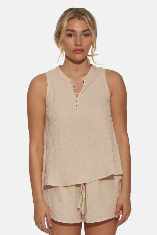 Devon Gauze Sleeveless Top Natural