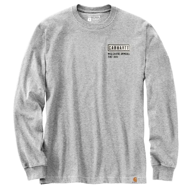 Carhartt 105423 Men's Relaxed Fit Heavyweight Long-Sleeve Crafted Graphic T-Shi - 2X Tall - Heather Gray