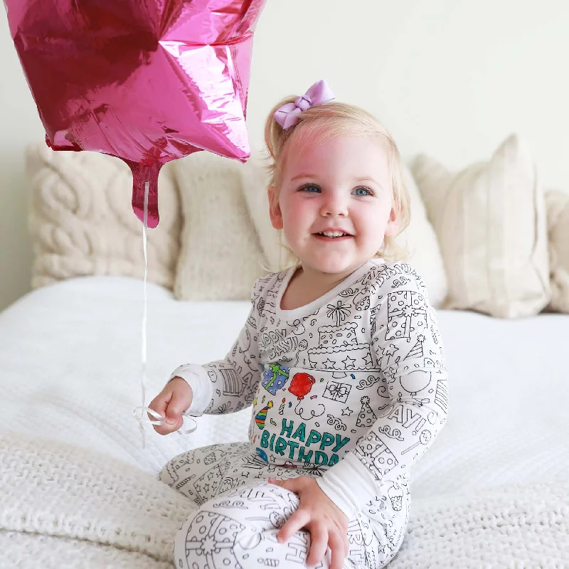 Colorable Two Piece Pajama Set | Birthday Celebration