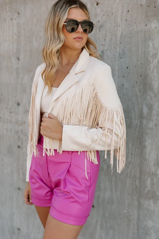 DAKOTA FRINGED SUEDE JACKET IN CREAM