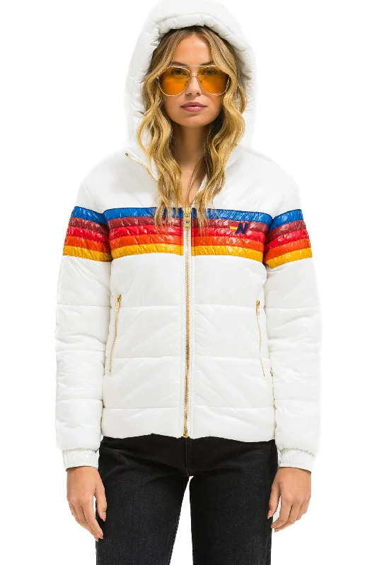 5 STRIPE LUXE TREKKER JACKET - GLOSSY WHITE