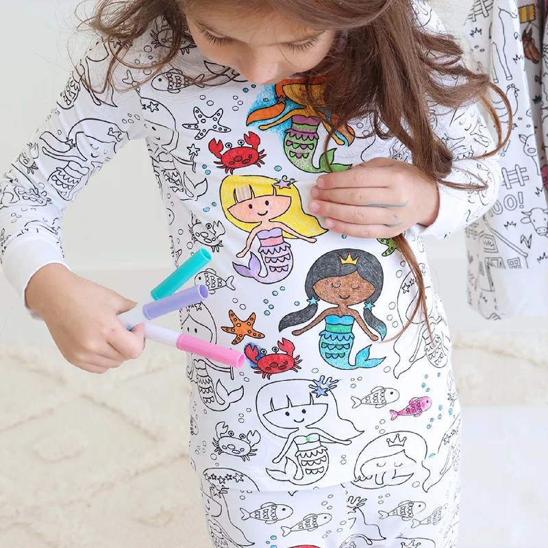 Colorable Two Piece Pajama Set | Mermaid Magic*