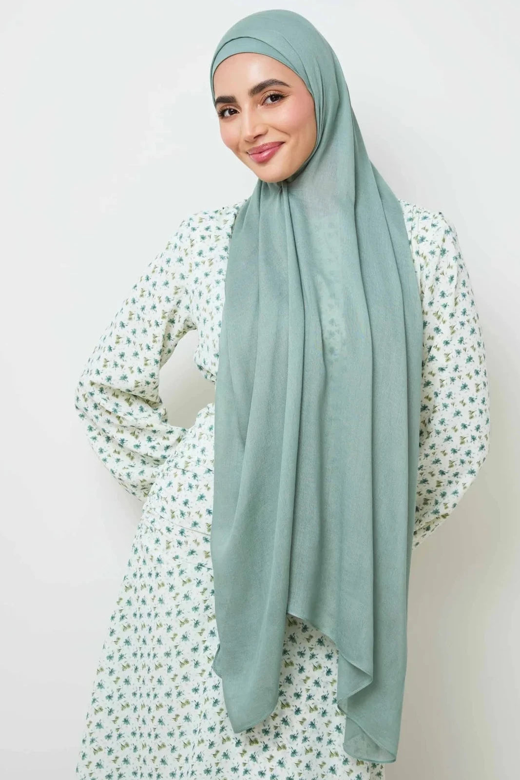 Bamboo Woven Hijab & Matching Undercap Set - Chinois Green