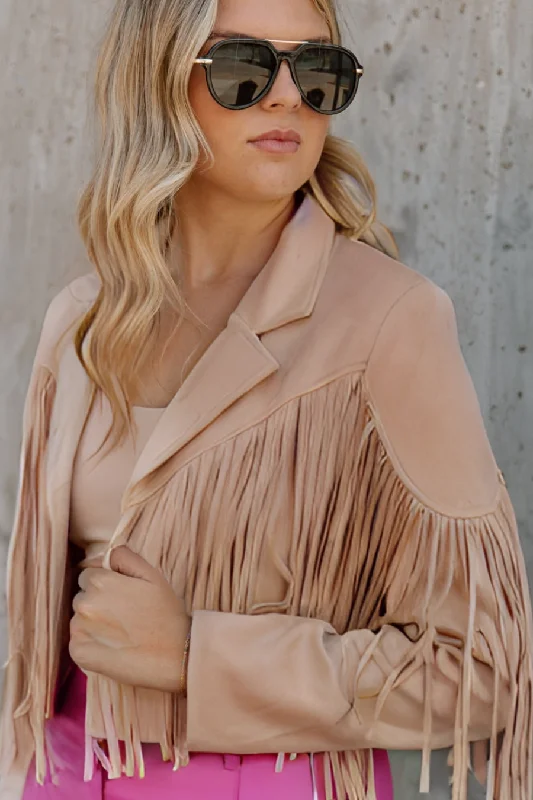 DAKOTA FRINGED SUEDE JACKET IN TAN