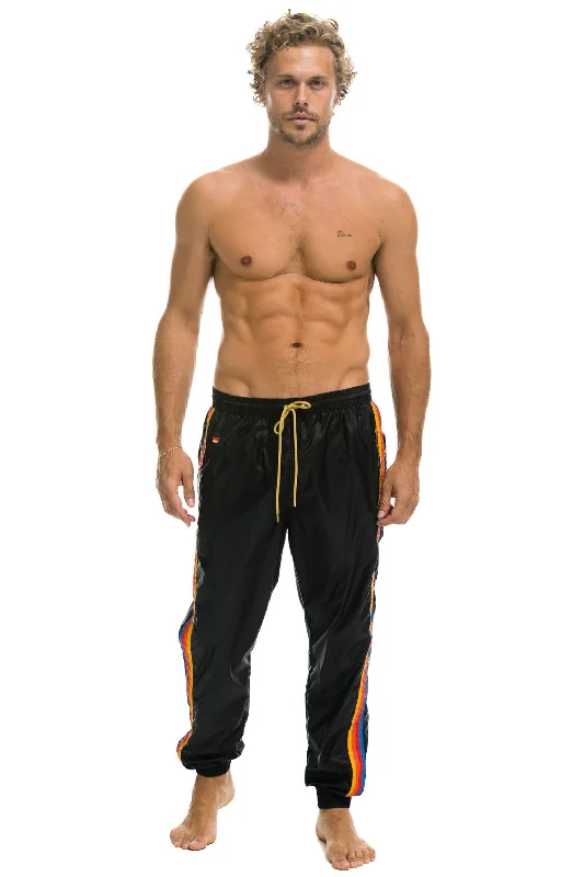 MEN'S 4 STRIPE WIND PANT - BLACK