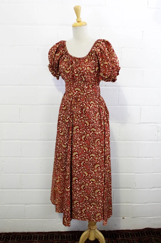 Vintage 1970s Paisley Print Cotton Top and Maxi Skirt, Small