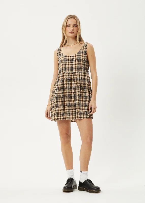 AFENDS Womens Check Out Jesse - Seersucker Mini Dress - Moonbeam Check