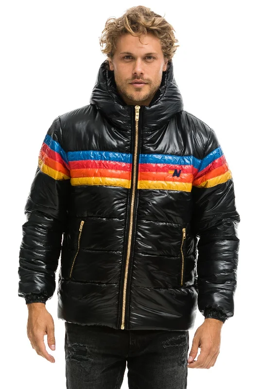 4 STRIPE LUXE TREKKER JACKET - GLOSSY BLACK