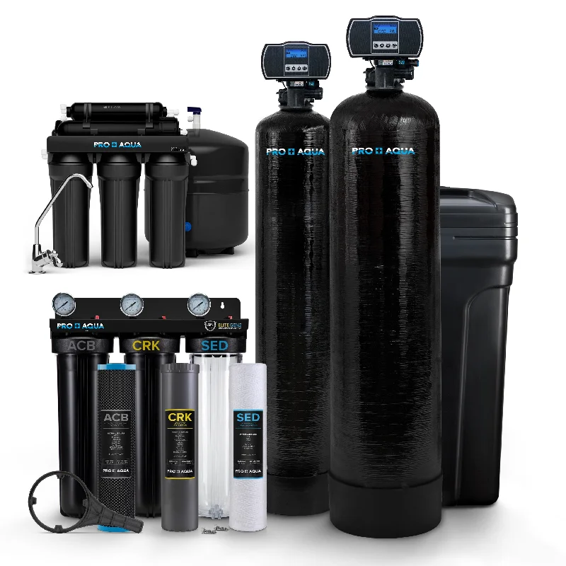 PRO+AQUA ELITE Well Water Filter Softener Bundle Plus Reverse Osmosis Drinking System