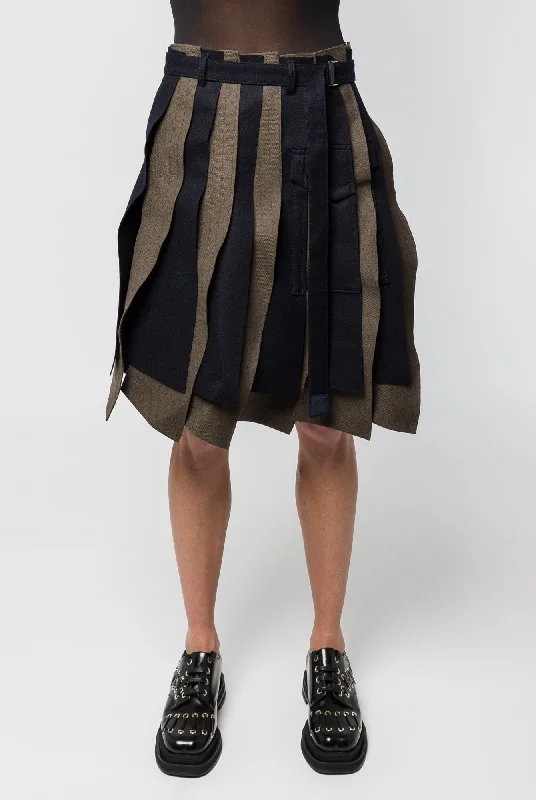 Sacai Chalk Stripe Wool Melton Skirt