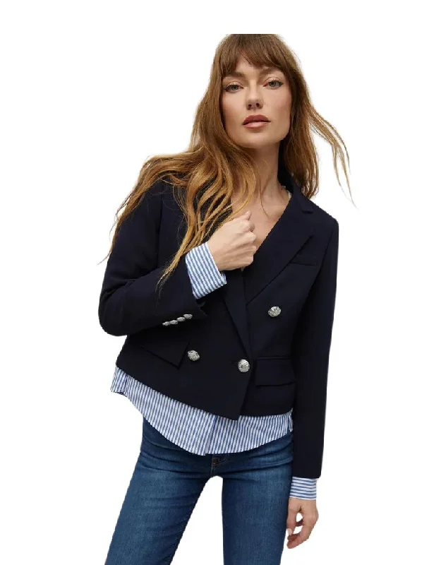 Veronica Beard Zion Jacket with Shirting in Navy