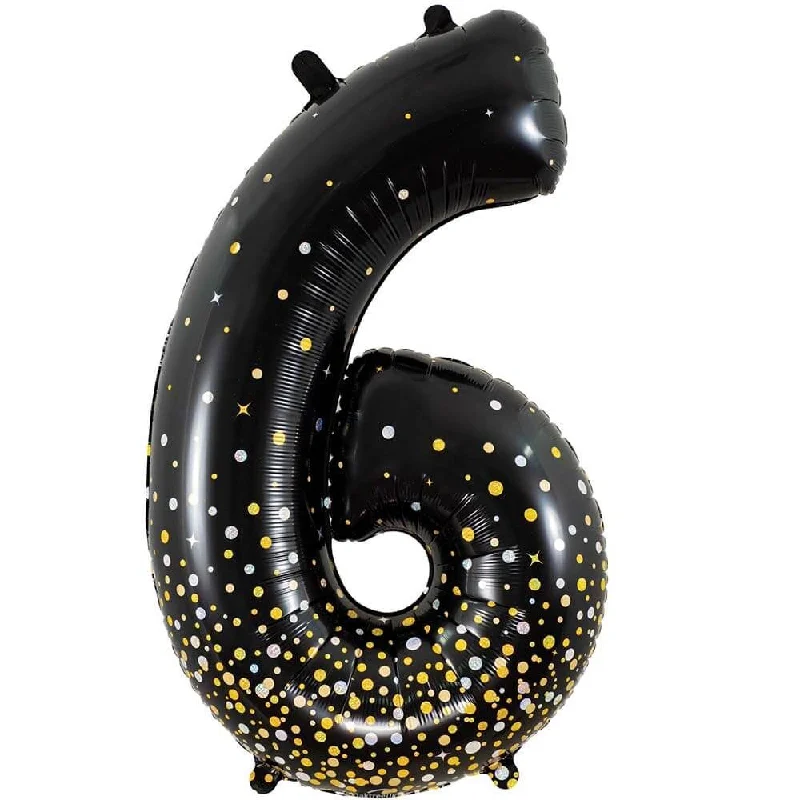 34 inch NUMBER 6 - OAKTREE - SPARKLING FIZZ HOLOGRAPHIC BLACK