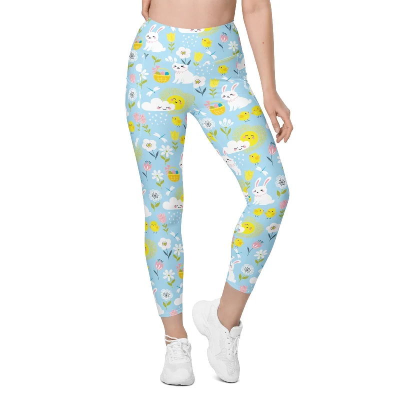 Easter Cute Pattern Leggings With Pockets