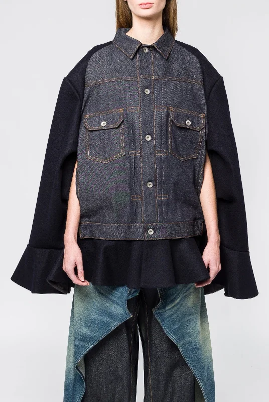 Sacai Denim x Wool Melton Cape