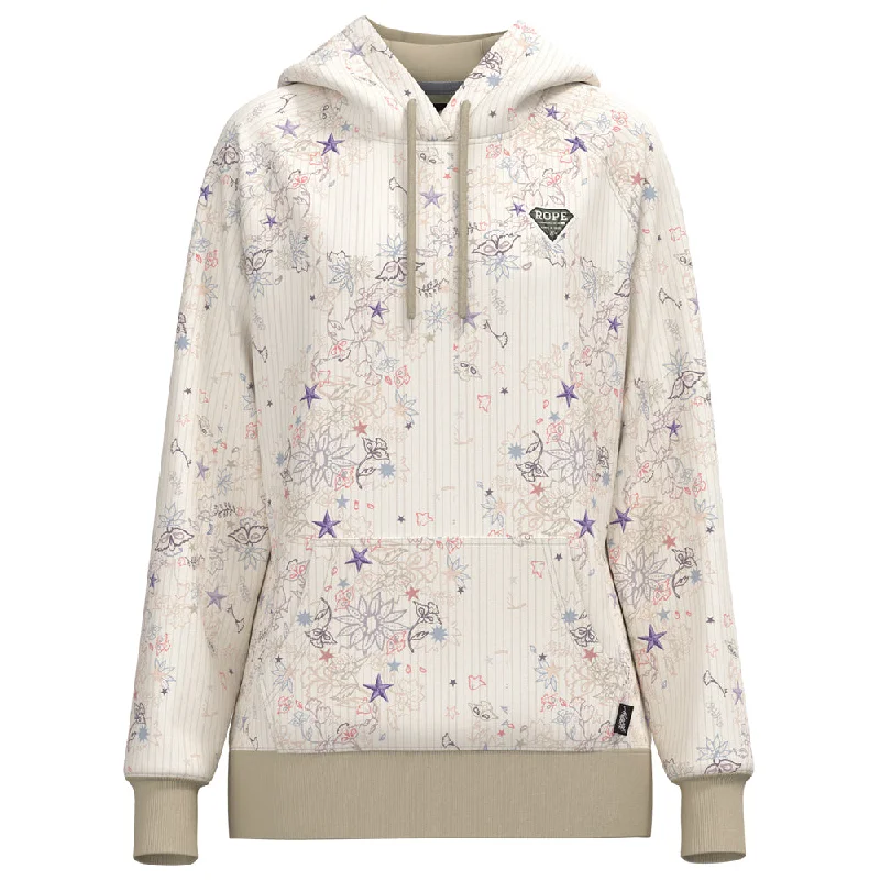 "Rope Like A Girl" White w/ Western Star Pattern Hoody