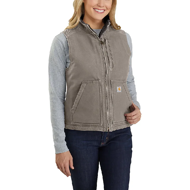 Carhartt Women's Relaxed Fit Washed Duck Sherpa Lined Mock Neck Vest - 104224