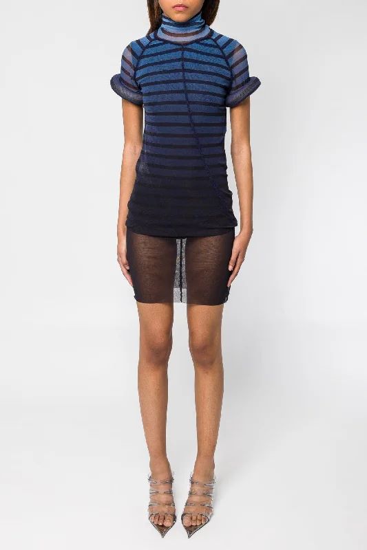 Jean Paul Gaultier Mesh Turtleneck Short Dress with 3D Collar SS25