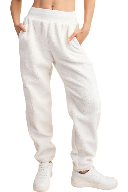 Micro Sherpa Pants In Ivory