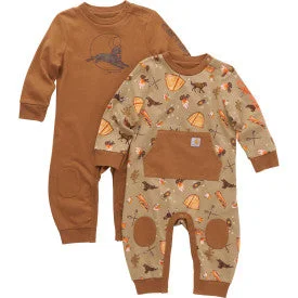 Infant Boys Long Sleeve Camp Coverall 2pc Set - Dark Khaki