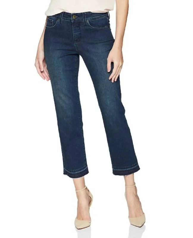 Marilyn Release Hem Straight Leg Crop Jeans In Clean Beze