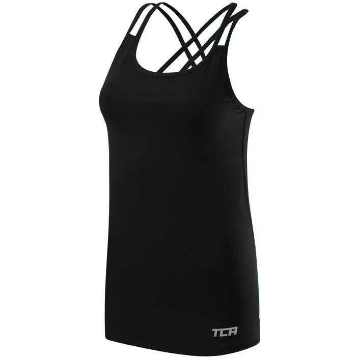 TCA Strappy Womens Running Vest Tank Top - Black