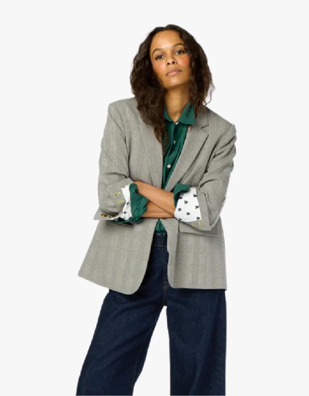 Kerri Rosenthal Workday Plaid Blazer in Gray, White & Black