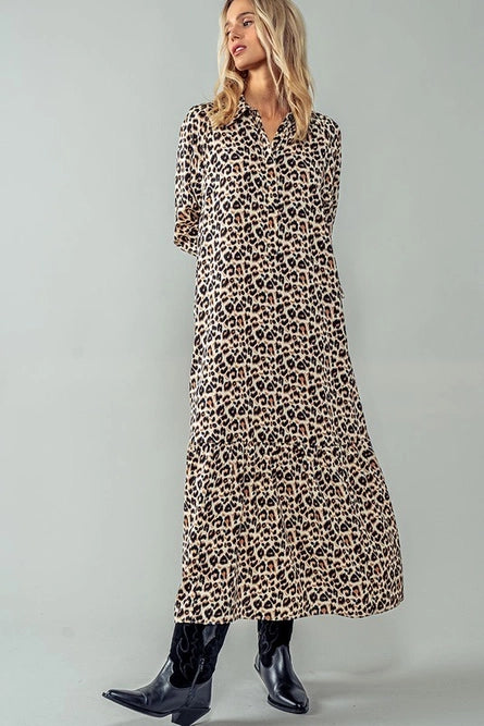 Leopard Print Button Maxi