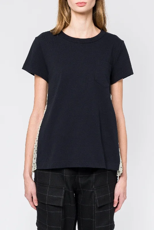 Sacai Pattern Knit Print Cotton Jersey T-Shirt