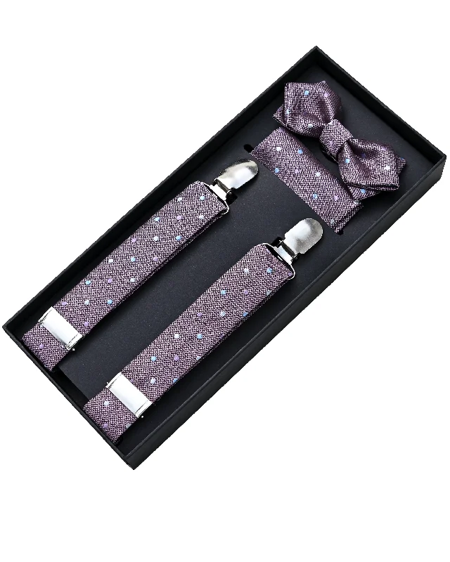 Purple Dotted Suspenders Set