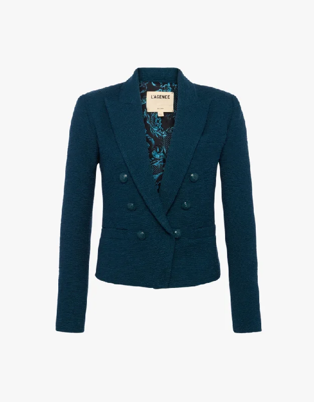 L'agence Brooke Open Front Blazer Deep Teal & Rococo