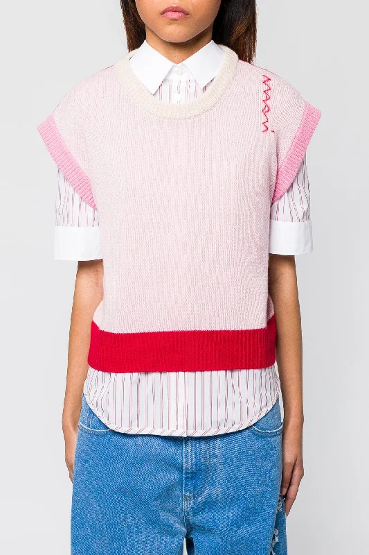 Marni Light Pink Sleeveless Top with Stitch Detail