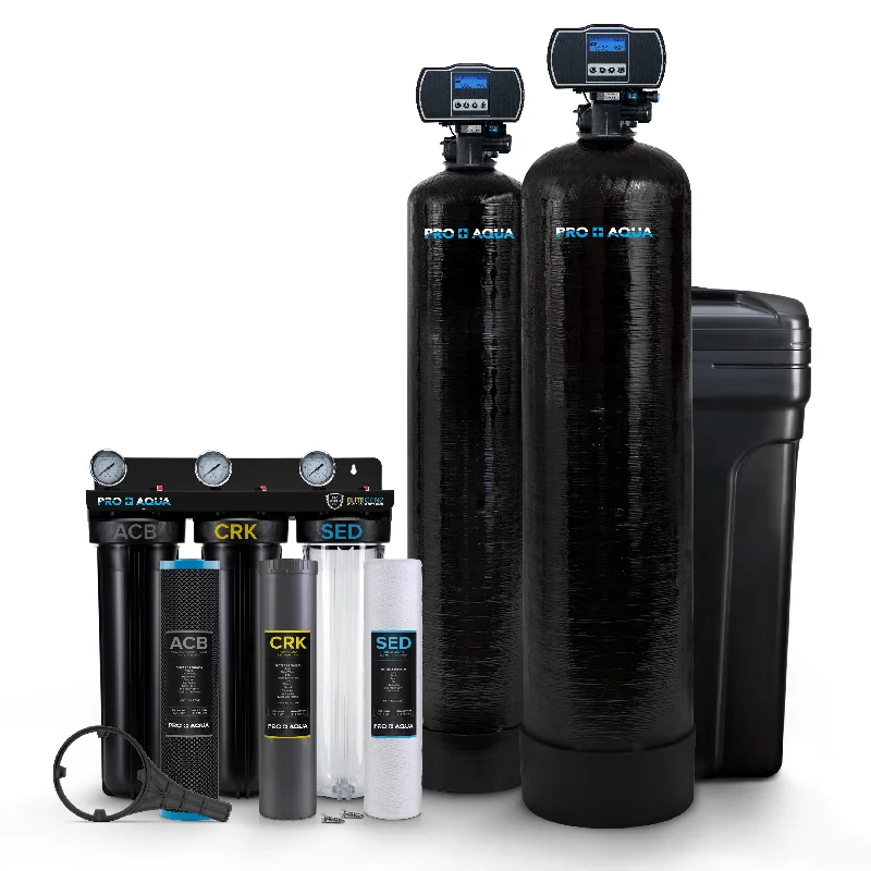 PRO+AQUA ELITE Well Water Filtration and Softener Bundle, Iron, Odor, Hardness