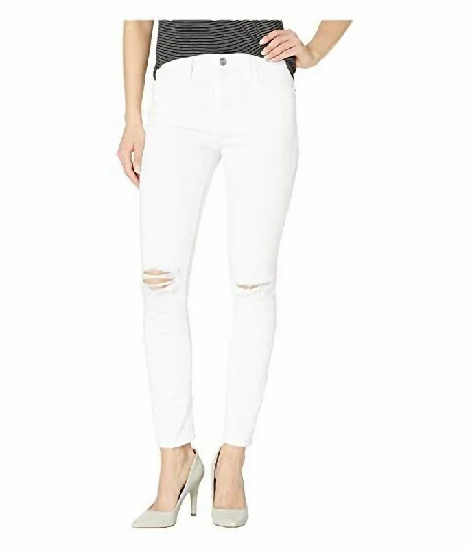 Maude Classic Mid Rise Stretch Skinny Jeans In White