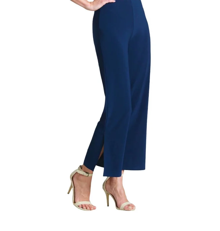 Signature Side Slit Ankle Pant In Navy