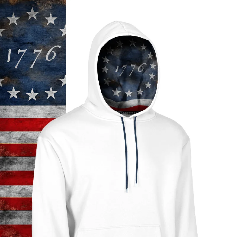 Classic Lined Hoodie | 1776 Flag | White