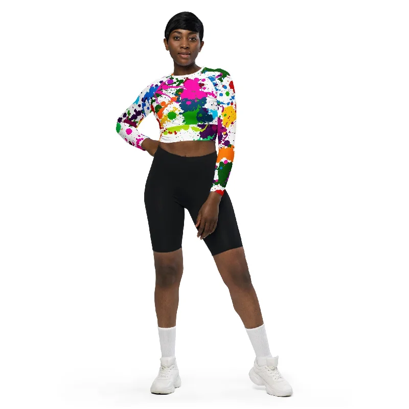 Color Splash Recycled Long-sleeve Crop Top