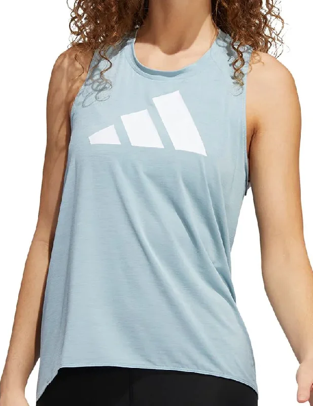 adidas 3 Stripes Bar Logo Womens Running Vest Tank Top - Grey