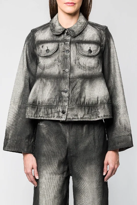 Melitta Baumeister Cropped Denim Painted Jacket