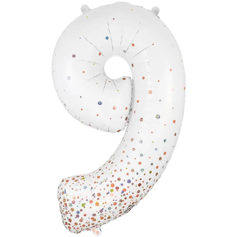 34 inch NUMBER 9 - OAKTREE - SPARKLING FIZZ HOLOGRAPHIC WHITE