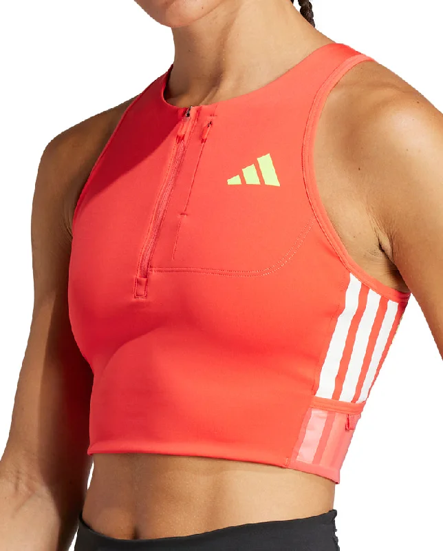 adidas Adizero Gel Pocket Womens Running Crop Top - Red