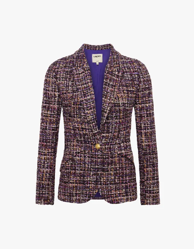 L'agence Chamberlain Blazer in Purple Multi Tweed