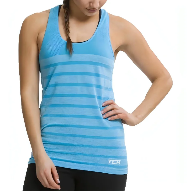 TCA QuickDry SuperKnit Womens Running Vest Tank Top - Blue