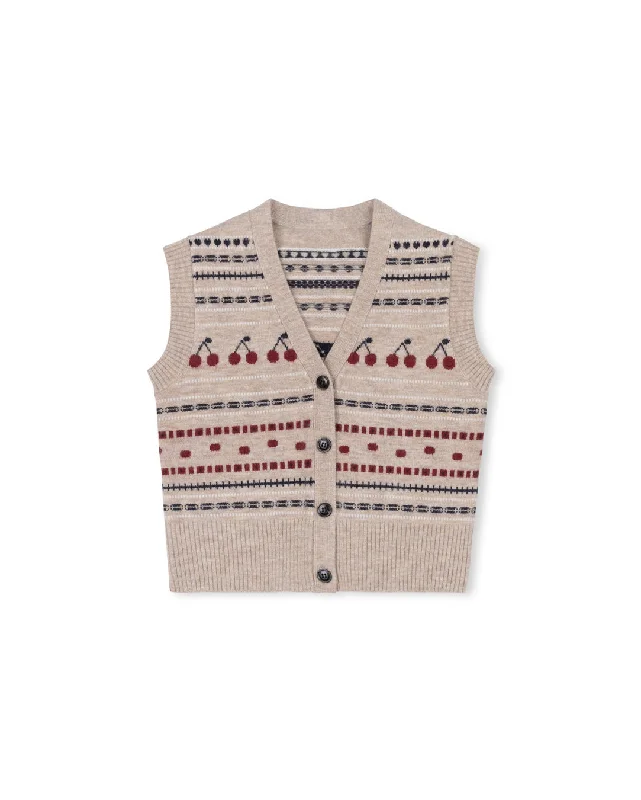 Keller - Striped Cherry Button Down Vest