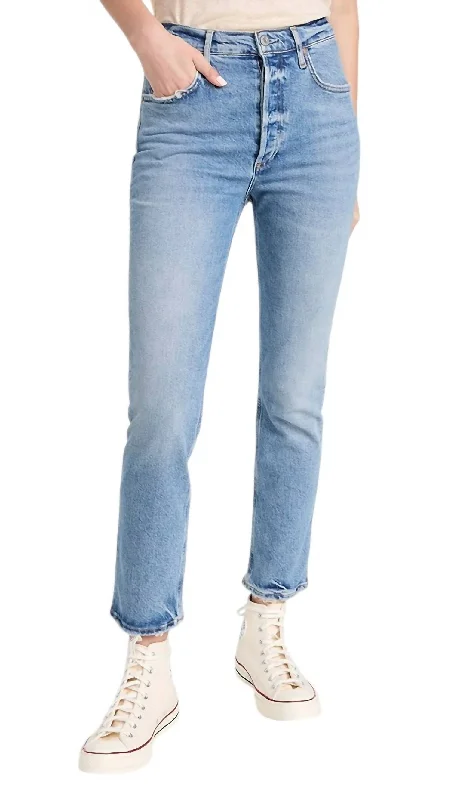 Riley Long High Rise Straight Jeans In Cove