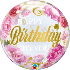 22 inch BUBBLE - BIRTHDAY TO YOU PINK PEONIES