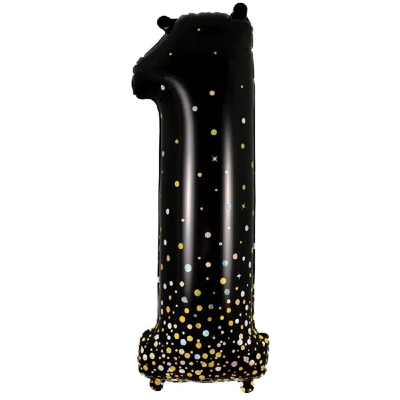 34 inch NUMBER 1 - OAKTREE - SPARKLING FIZZ HOLOGRAPHIC BLACK