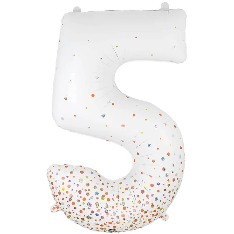 34 inch NUMBER 5 - OAKTREE - SPARKLING FIZZ HOLOGRAPHIC WHITE